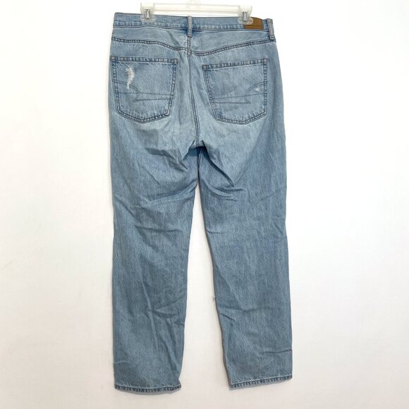 AMERICAN EAGLE '90s Straight Jean Light Wash Ripped Rips High Waisted High Rise - Picture 12 of 16